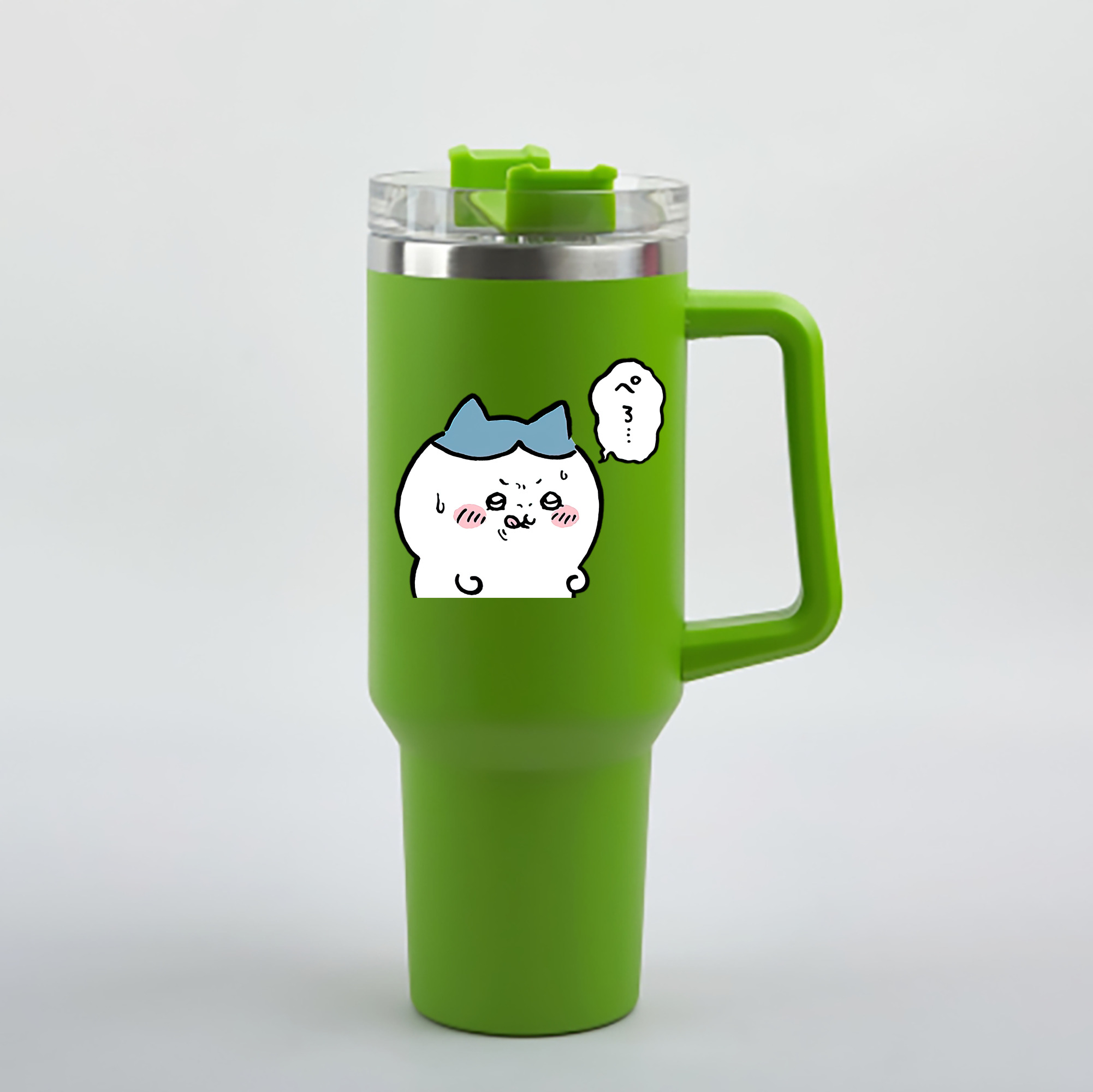（画像用） ちいかわ ハチワレ Chii-kawa hachiware 1200mL車用タンブラー - クリスタルステッカー（プラスチックストロー付き）